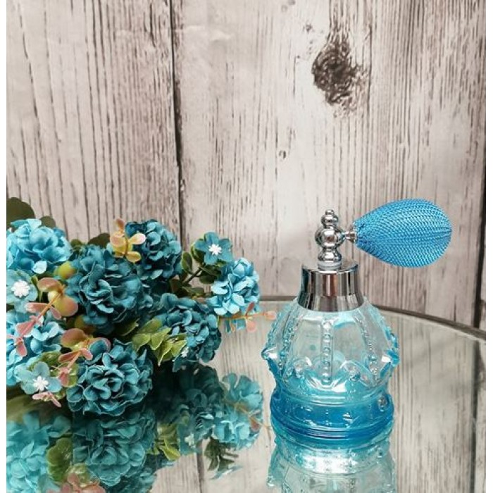 Parfumeuse bleu style cristal couronné